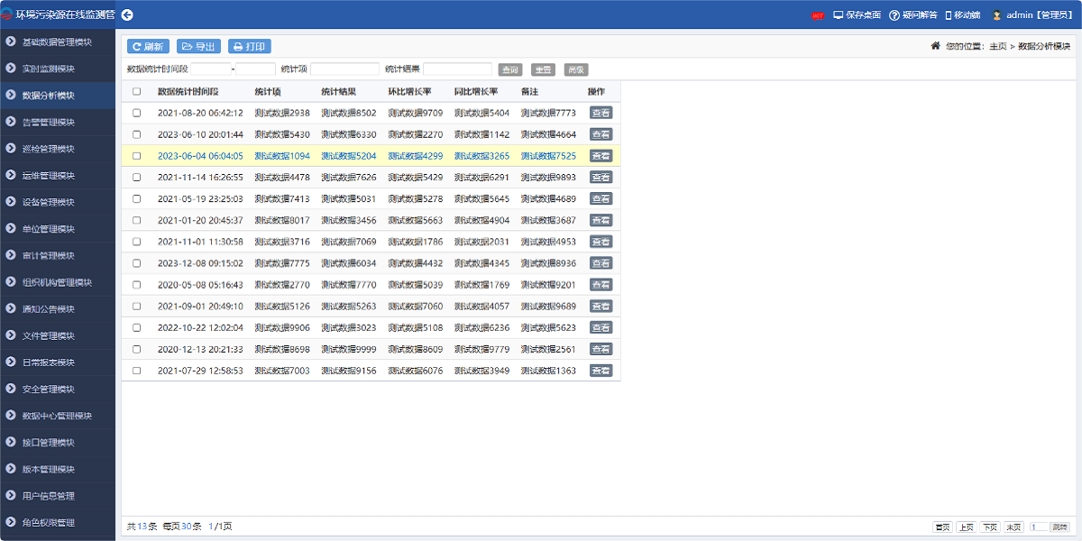 環(huán)境污染源在線(xiàn)監測管理系統